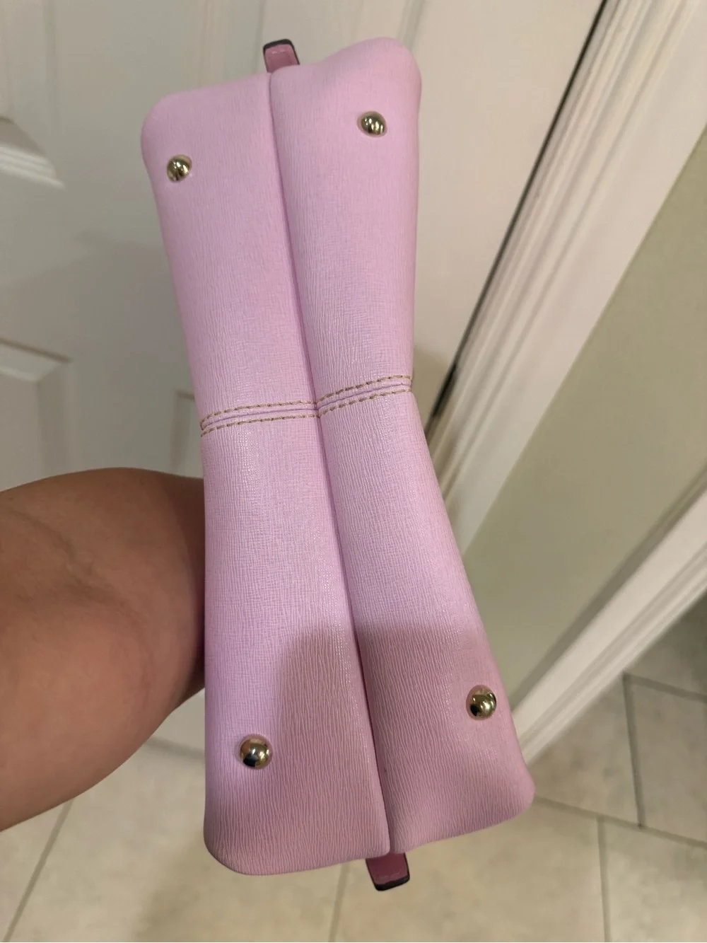 Dooney & Bourke Sara Pink Saffiano Shoulder Tote with Gold Hardware - Picture 12 of 12
